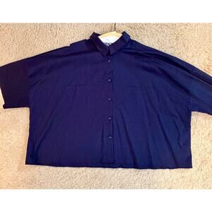 Chico's 3 (16) Navy Poplin Shirt